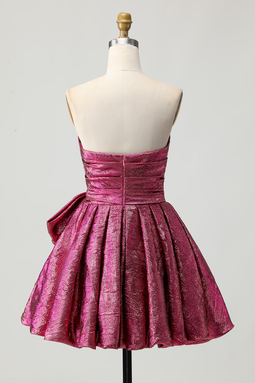 Strapless A-Line Dark Purple Homecoming Dress with Bow - Image 2