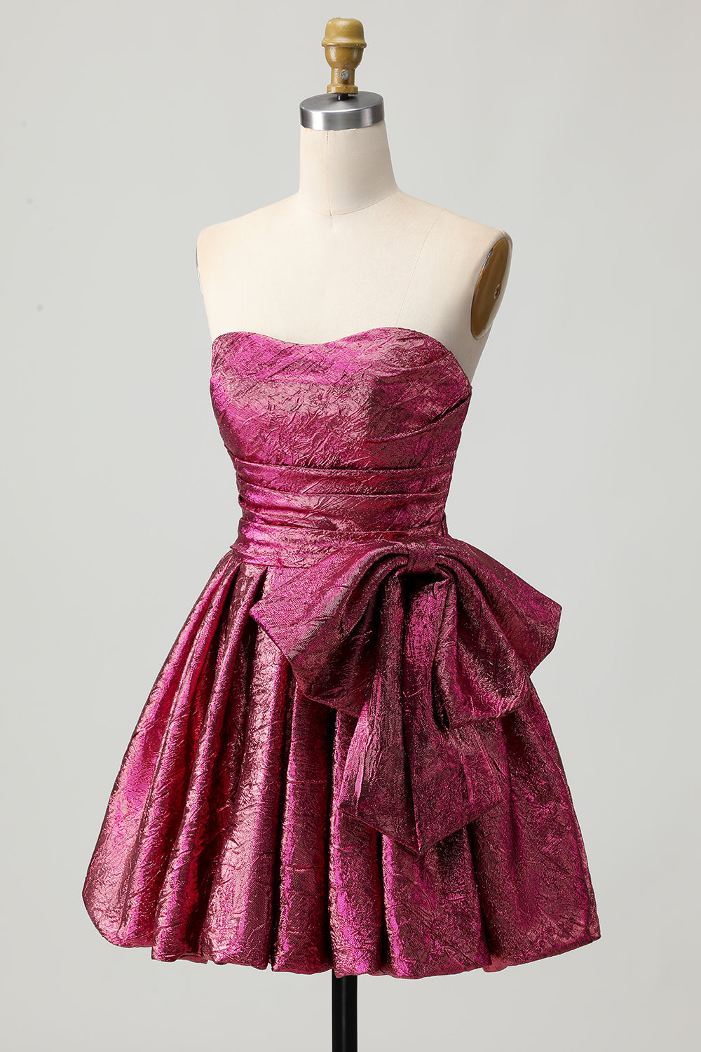 Strapless A-Line Dark Purple Homecoming Dress with Bow - Image 5