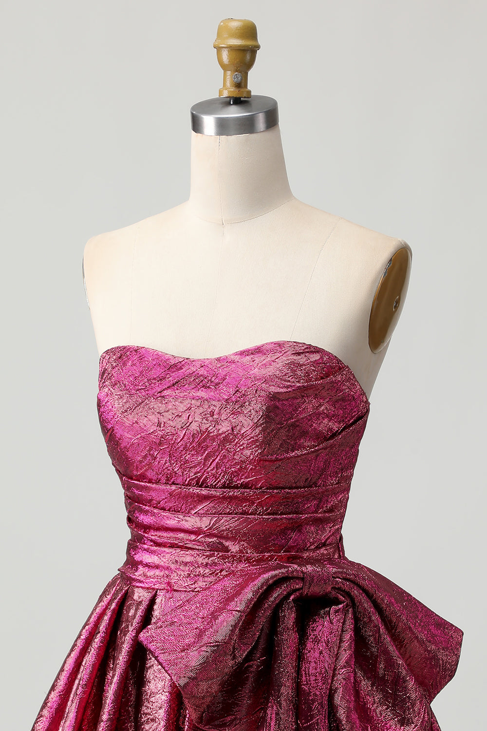 Strapless A-Line Dark Purple Homecoming Dress with Bow - Image 8
