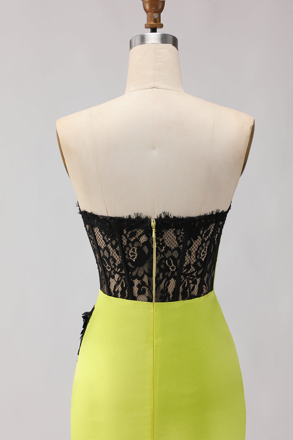 Strapless Black Green Mermaid Sequin Prom Dress - Image 5