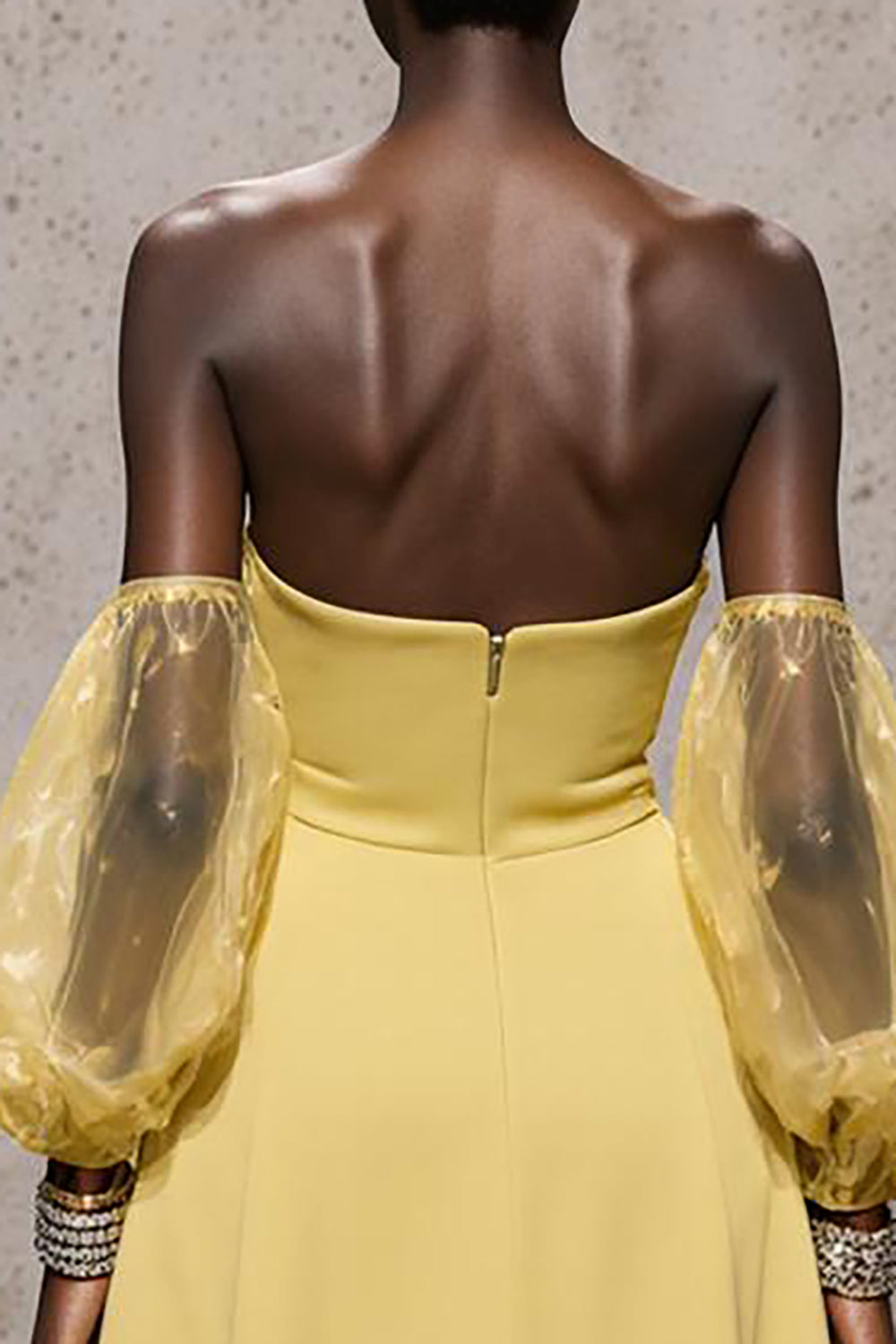 Strapless A-Line Daffodil Satin Gala Dress With Slit - Image 4