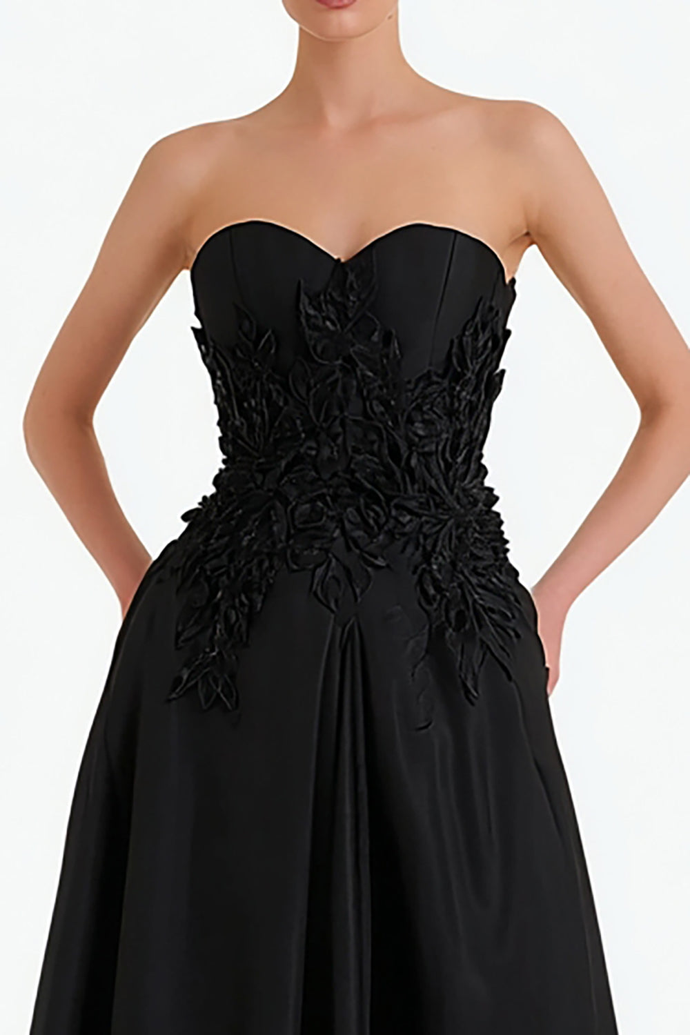 Strapless Black A-Line Maxi Formal Dress - Image 2
